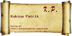 Kubina Patrik névjegykártya